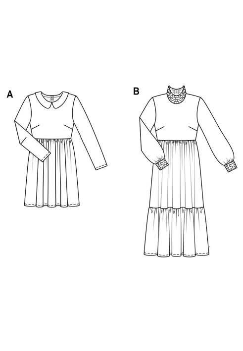 Pattern A cut-off dress with a turn-down collar (Burda 2/2019, pattern number 6265 A)