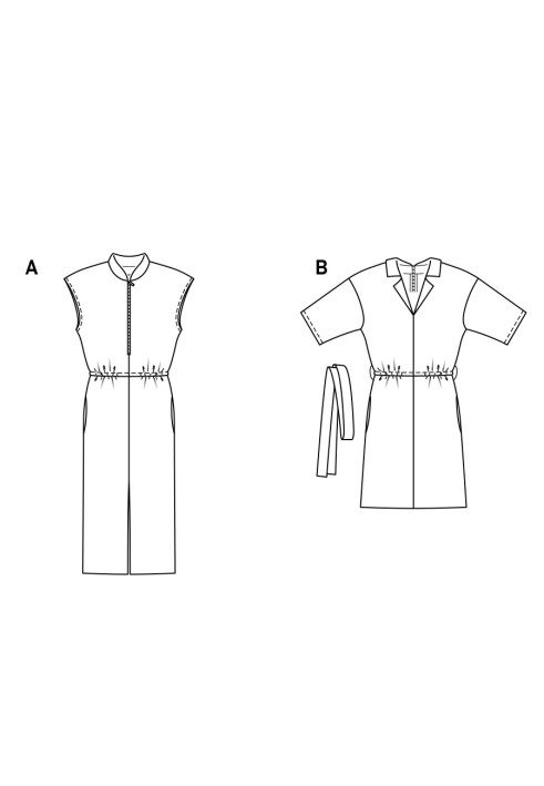 Pattern Dress with a stand-up collar and narrow skirt (Burda 1/2018, pattern number 6420 A)