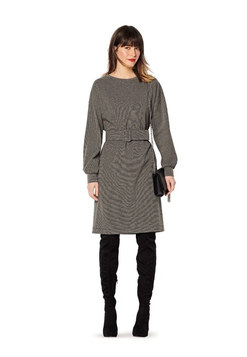 Pattern Knitted dress of simple cut with long sleeves (Burda 2/2020, pattern number 6180 B)