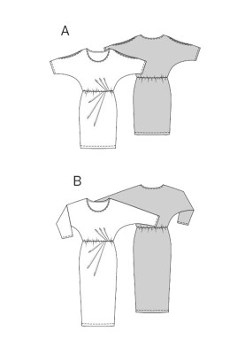 Выкройка Платье трикотажное с разрезами на рукавах (Burda 1/2014, № выкройки 6919 A)