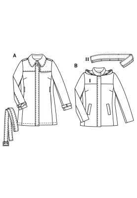 Викрійка Куртка зі знімним хутряним коміром (Burda 2/2019, № викрійки 6289 B)