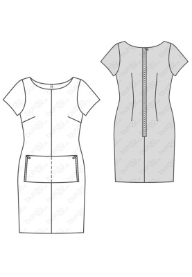 Pattern Sheath dress with patch pocket (Burda 2/2016, pattern number 6609 B)