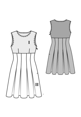 Pattern Dress fitted with pleated skirt (Burda 2/2016, pattern number 6594 A)