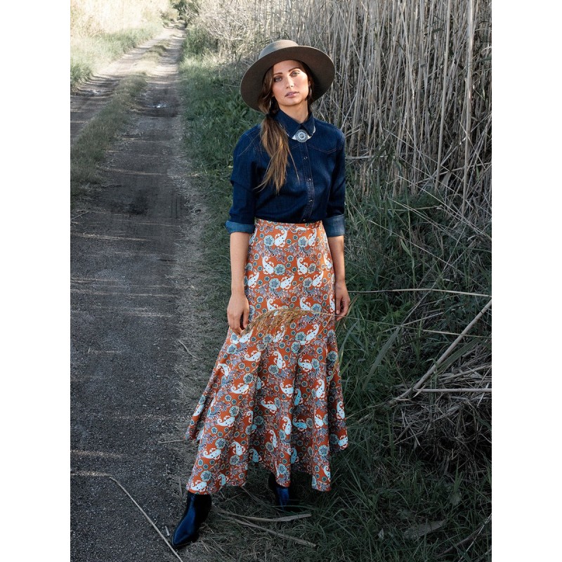 Pattern Maxi skirt with a...
