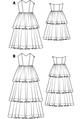 Pattern Long wedding dress with tiered skirt (Burda 3/2011, pattern number 101 B)