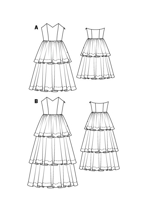 Pattern Long wedding dress with tiered skirt (Burda 3/2011, pattern number 101 B)