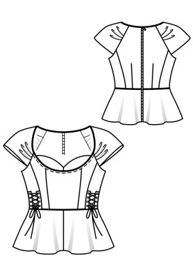 Pattern Blouse with basque and corsage effect (Burda 5/2018, pattern number 108)