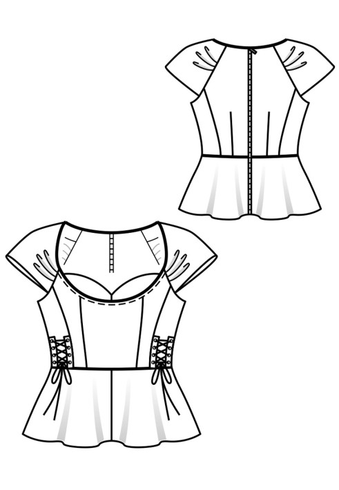 Pattern Blouse with basque and corsage effect (Burda 5/2018, pattern number 108)