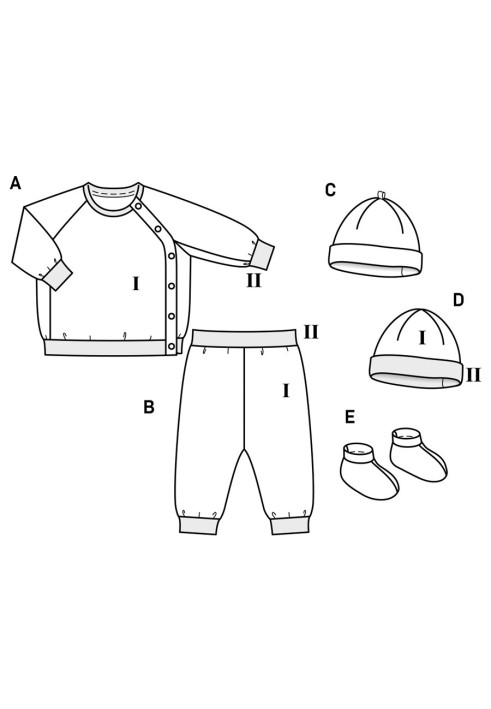 Pattern Textile booties for babies (Burda 2/2019, pattern number 9315 E)