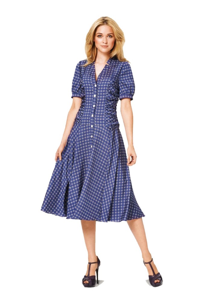 Pattern Dress in a fitted cut with a through fastening (Burda 1/2014, pattern number 6915 B)