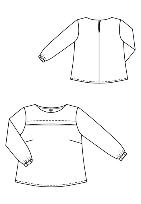 Pattern A-line blouse with a round neck (Burda 1/2020, pattern number 123 B)