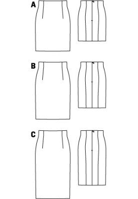 Pattern Pencil skirt with a high waist (Burda 2/2011, pattern number 107 B)