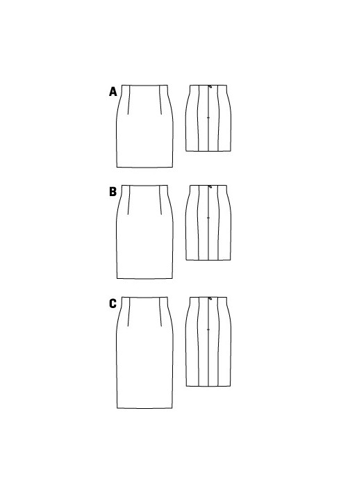 Выкройка Юбка-карандаш с высокой талией (Burda 2/2011, № выкройки 107 B)