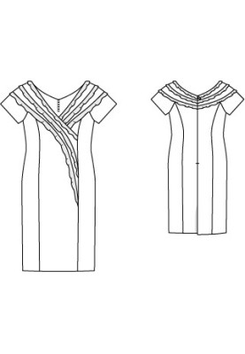 Pattern Sheath dress with organza ruffles (Burda 2/2010, pattern number 139)