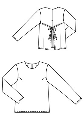 Pattern Blouse of a straight silhouette with a flared detail (Burda 9/2019, pattern number 116 A)