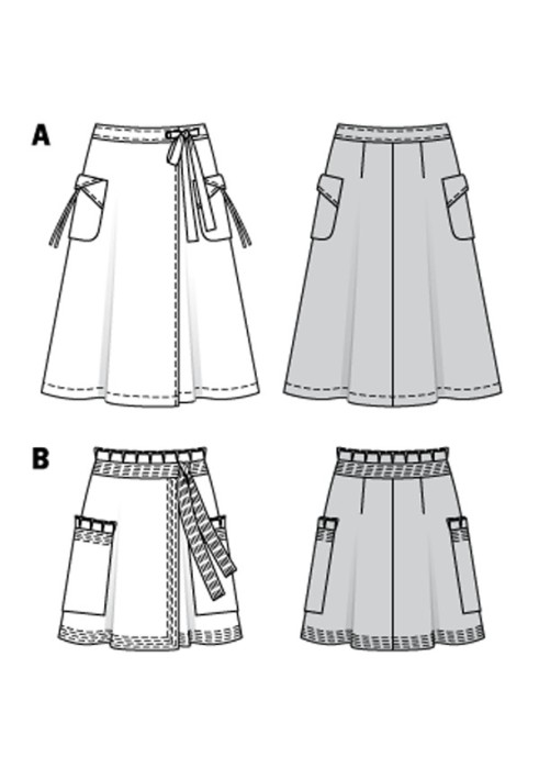 Выкройка Юбка длины меди расклешенного силуэта (Burda 2/2018, № выкройки 6375 A)