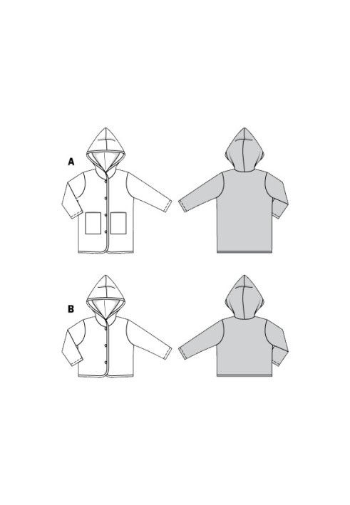 Pattern Straight cut jacket with a hood (Burda 2/2020, pattern no. 9289 B)