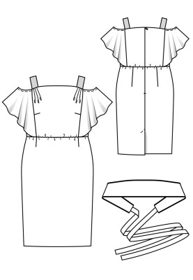 Pattern Dress in a fitted cut with an obi belt (Burda 4/2018, pattern number 121)