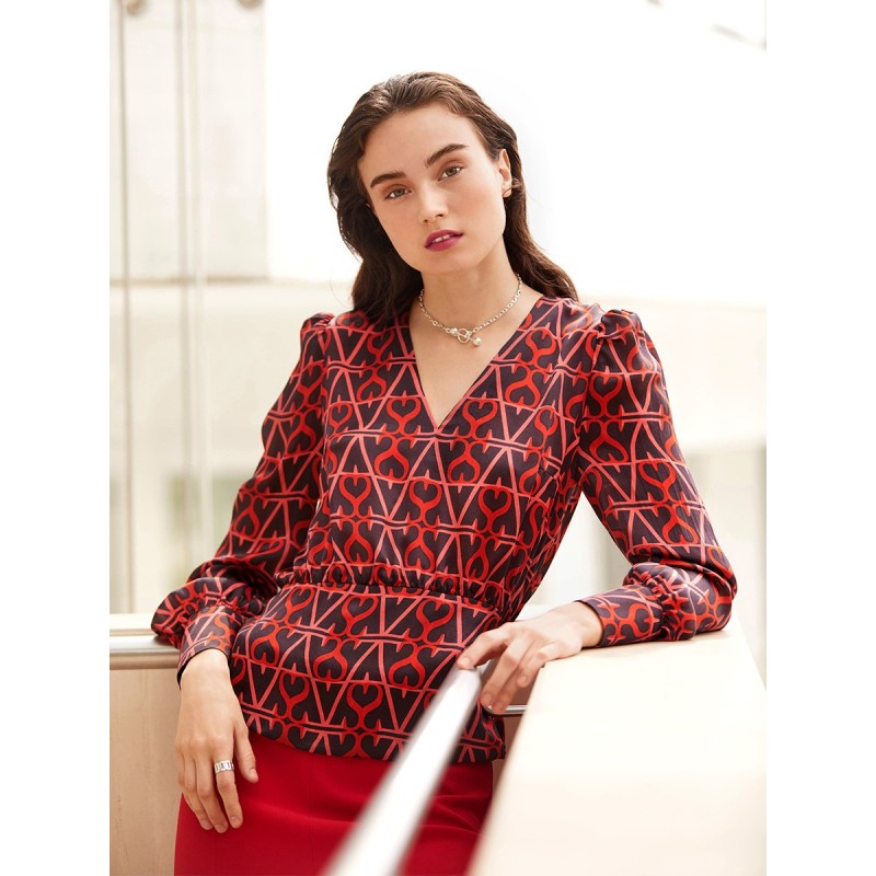 Pattern Silk blouse with...