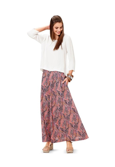 Pattern A-line maxi skirt with elastic waistband (Burda 2/2016, pattern no. 6586 C)