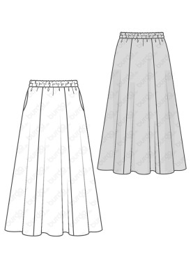 Pattern A-line maxi skirt with elastic waistband (Burda 2/2016, pattern no. 6586 C)