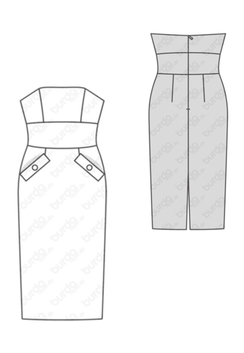 Pattern Bustier dress with a wide sewn-in belt (Burda 1/2018, pattern number 6441 A)