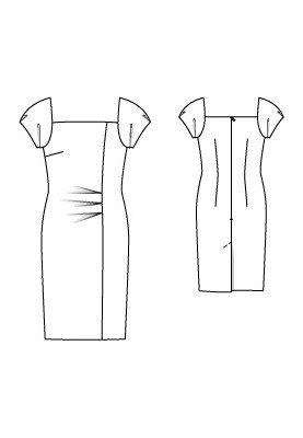 Pattern Sheath dress with lantern sleeves (Burda 7/2012, pattern number 131)