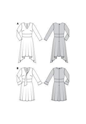 Pattern A cutaway dress with a scarf collar (Burda 2/2020, pattern number 6176 B)