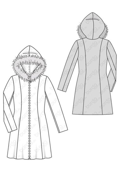 Pattern Coat of a fitted silhouette with a hood (Burda 2/2016, pattern number 6596 A)