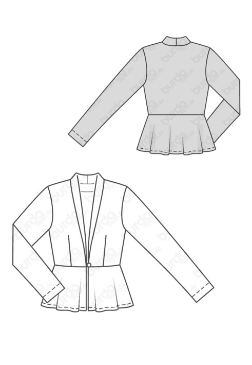 Pattern Knitted jacket with basque (Burda 2/2016, pattern number 6587 B)