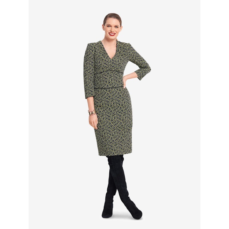 Pattern V-neck sheath dress...