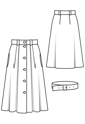 Pattern Midi skirt with a through fastening (Burda 6/2019, pattern no. 113)