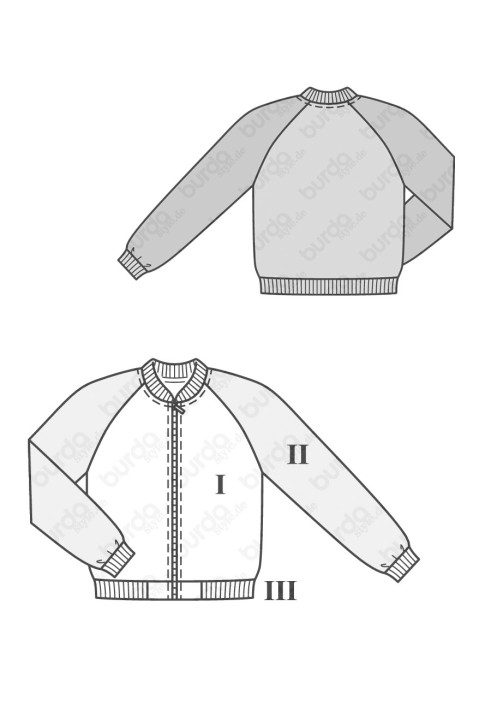 Выкройка Спортивная куртка в стиле колледж (Burda 2/2017, № выкройки 9355 A)