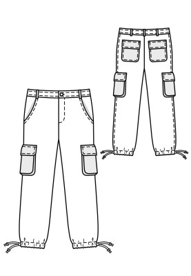 Выкройка Брюки прямого кроя с шестью карманами (Burda 2/2018, № выкройки 132)