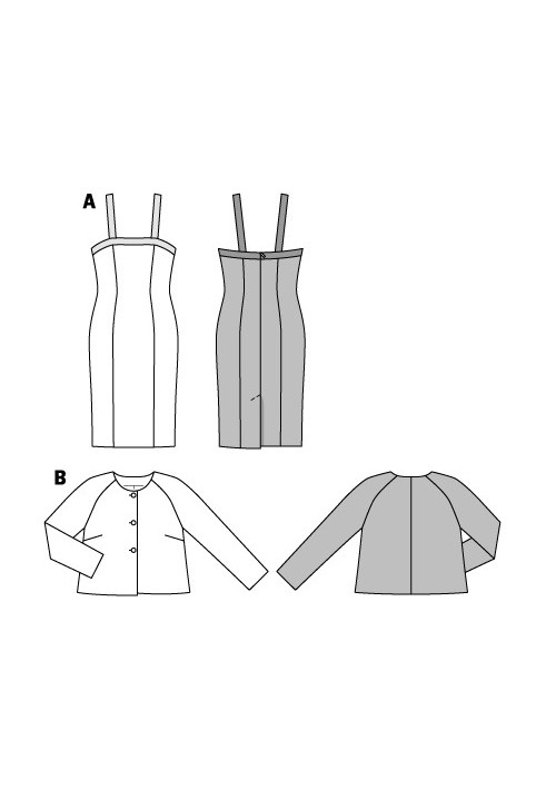 Выкройка Платье-футляр на бретелях (Burda 1/2014, № выкройки 6899 A)