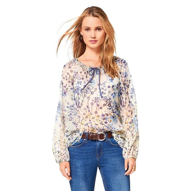 Pattern Silk blouse with...