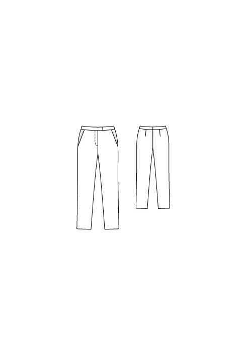 Pattern Pants of a narrowed cut on a shaped belt (Burda 1/2012, pattern number 122)