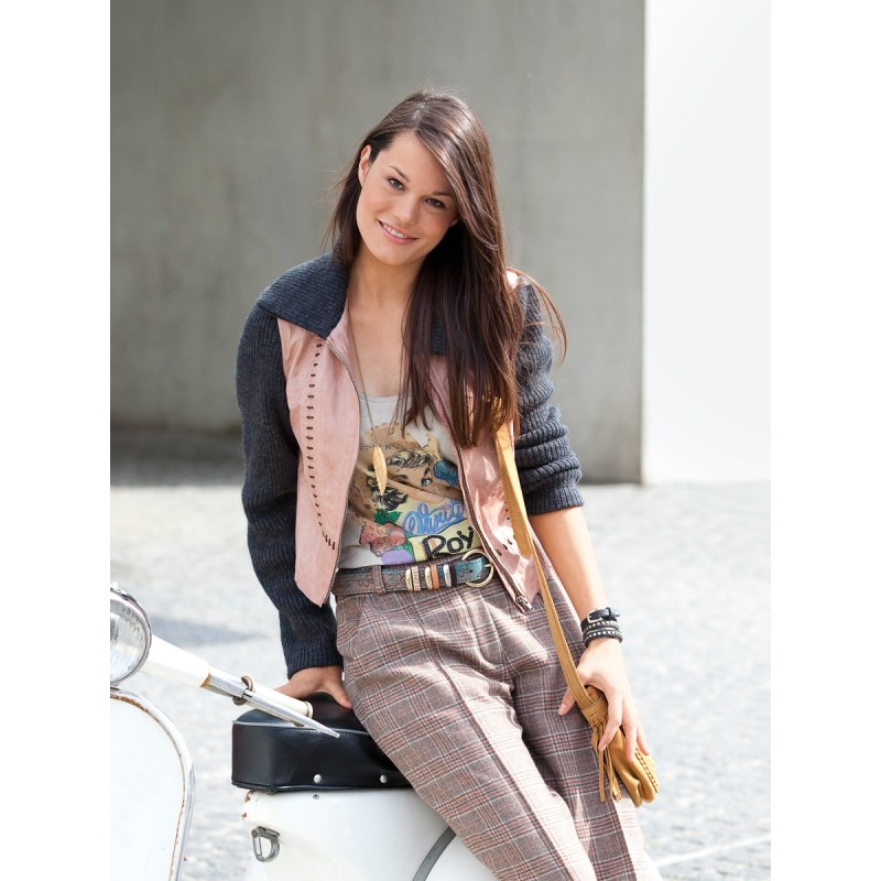 Pattern Leather jacket with...