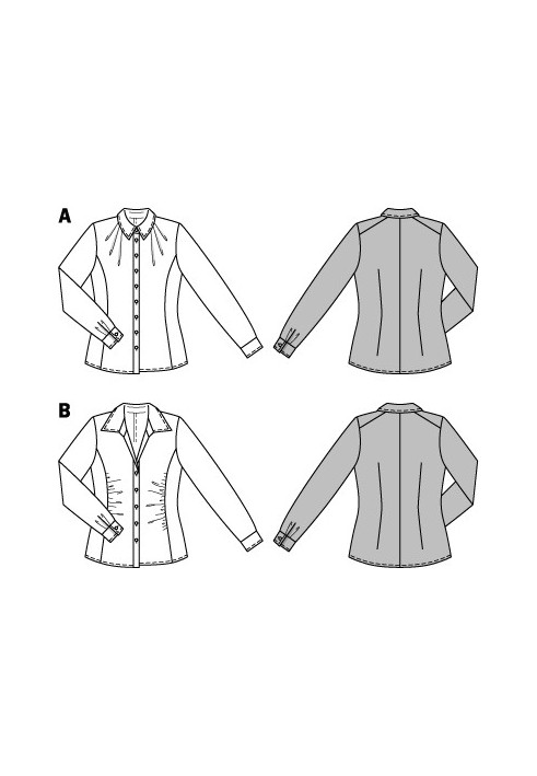 Выкройка Блузка-рубашка со складками у горловины (Burda 2/2014, № выкройки 6839 A)