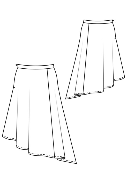 Pattern A-line skirt with an asymmetrical bottom (Burda 1/2020, pattern number 128)