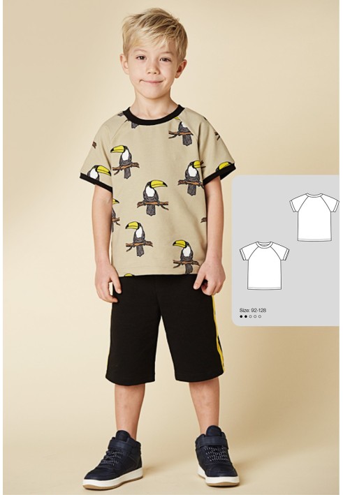 Pattern T-shirt with short sleeves raglan (I love to sew 1/2019, pattern number 128)