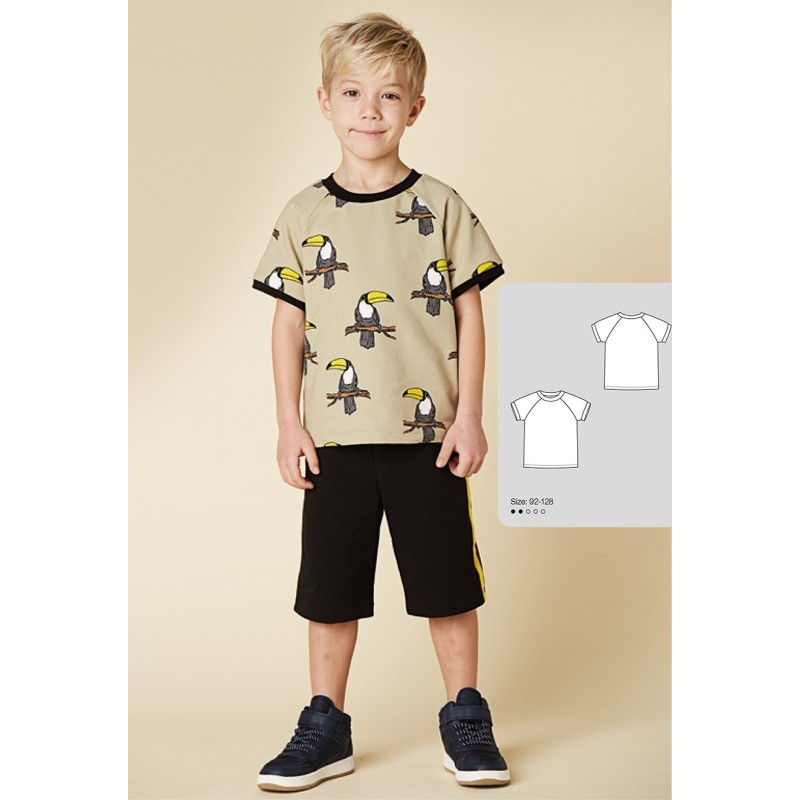 Pattern T-shirt with short...