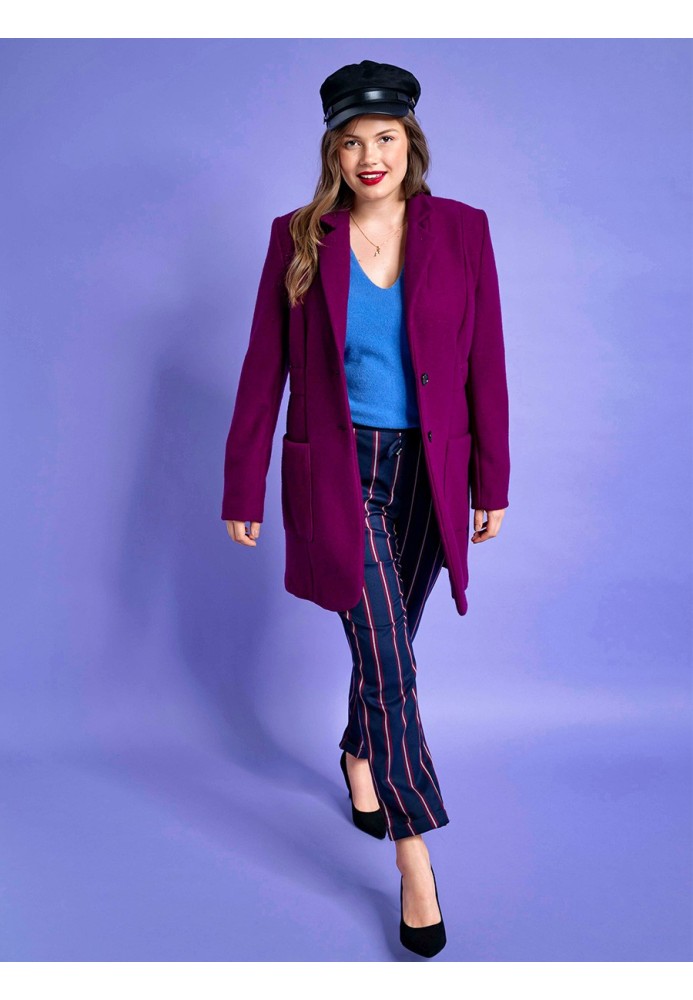 Pattern Coat with patch pockets and a sewn-in belt (Burda. Fashion Plus 2/2019, pattern number 412)