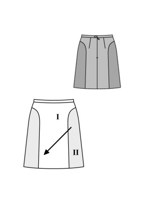 Выкройка Юбка А-силуэта с контрастными деталями (Burda 2/2016, № выкройки 6612 B)