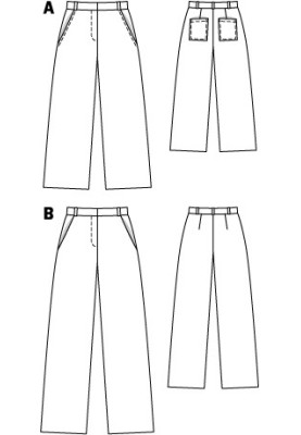 Выкройка Брюки прямого кроя из креп-сатина (Burda 3/2012, № выкройки 112 B)