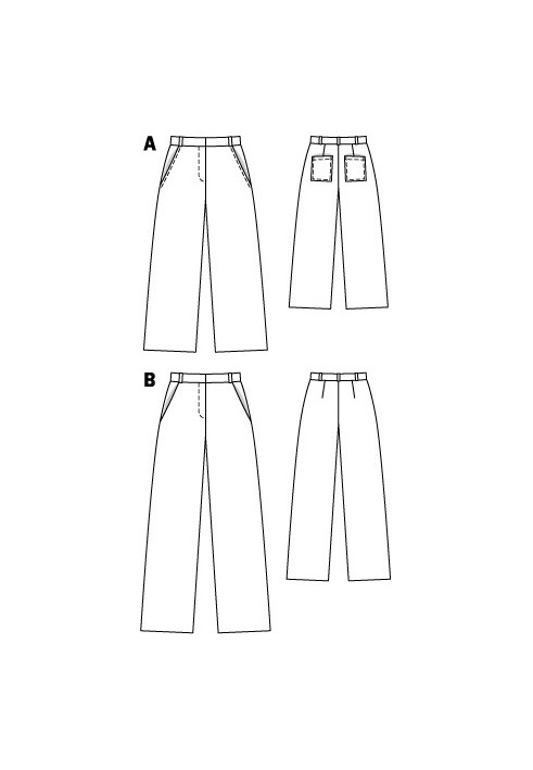 Pattern Straight-cut pants made of crepe satin (Burda 3/2012, pattern number 112 B)