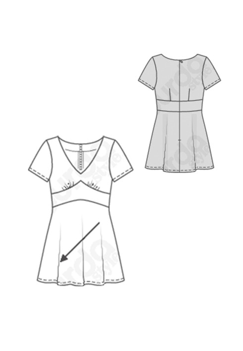 Pattern Empire dress with short sleeves (Burda 1/2020, pattern no. 6205 A)