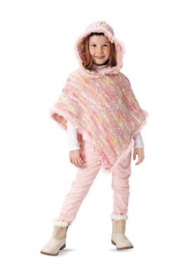 Pattern Poncho knitted with pom-pom decoration (Burda 2/2015, pattern number 9405 C)