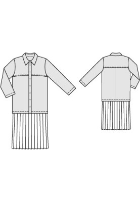 Pattern Shirt-dress with a low waist and pleated skirt (Burda 7/2012, pattern number 111)