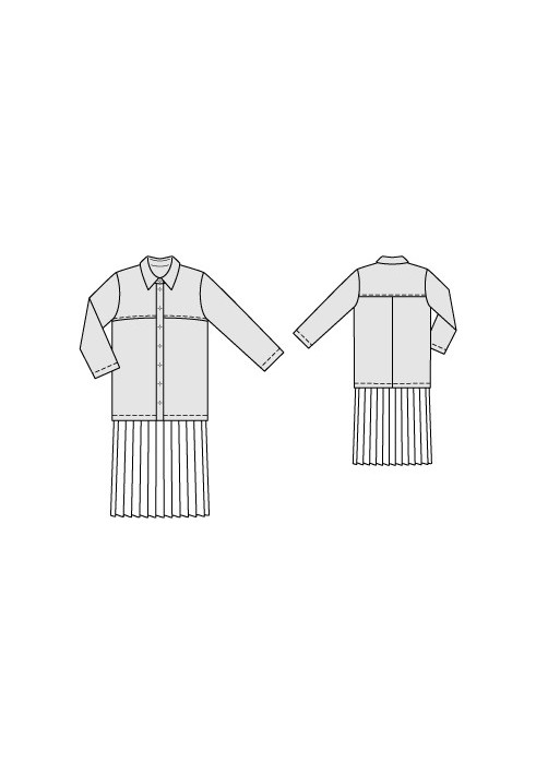 Pattern Shirt-dress with a low waist and pleated skirt (Burda 7/2012, pattern number 111)